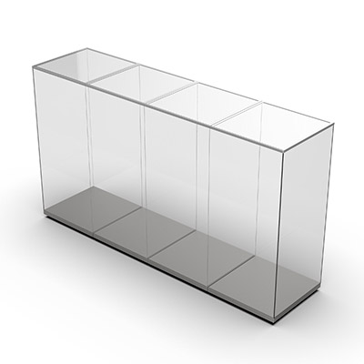 3D illustrated view of multi-bay demountable showcase 3D illustrated view of multi-bay demountable showcase